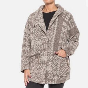 Prana sakari plaid oversized taupe coat jacket size M